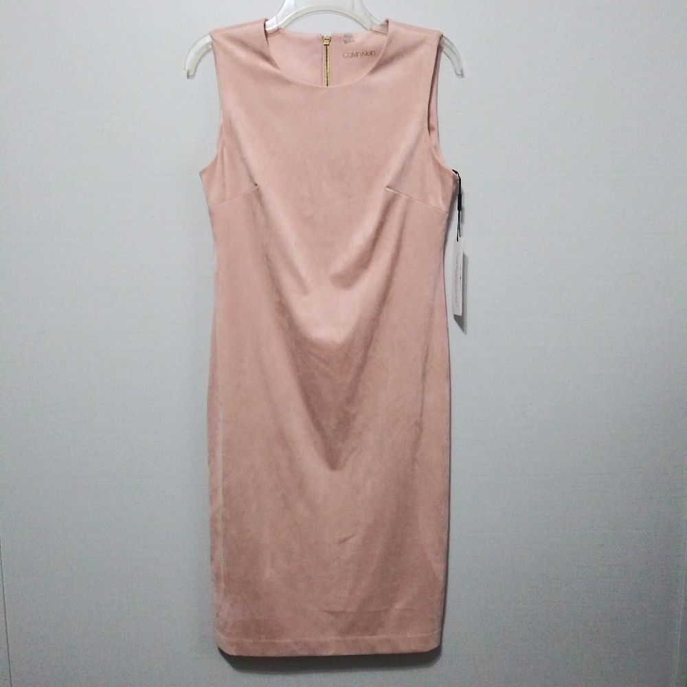 Calvin Klein Suede Sleeveless Blush Dress
